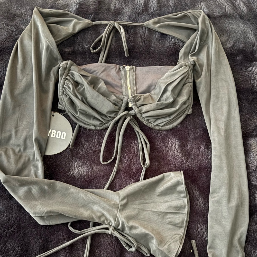 Black Long Sleeve Bra Top